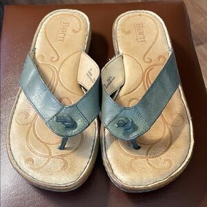 Born Teal Leather Sandals